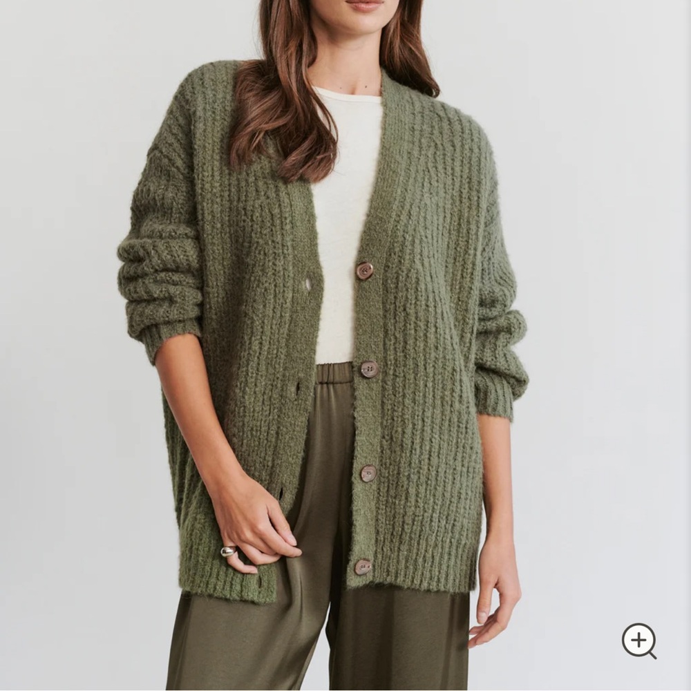 Jenni Kayne size S cardigan 100% cashmere cocoon olive